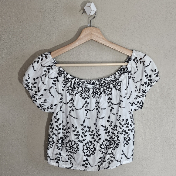 American Eagle Outfitters Tops - AEO Cropped Embroidered OTS Cropped Top, S